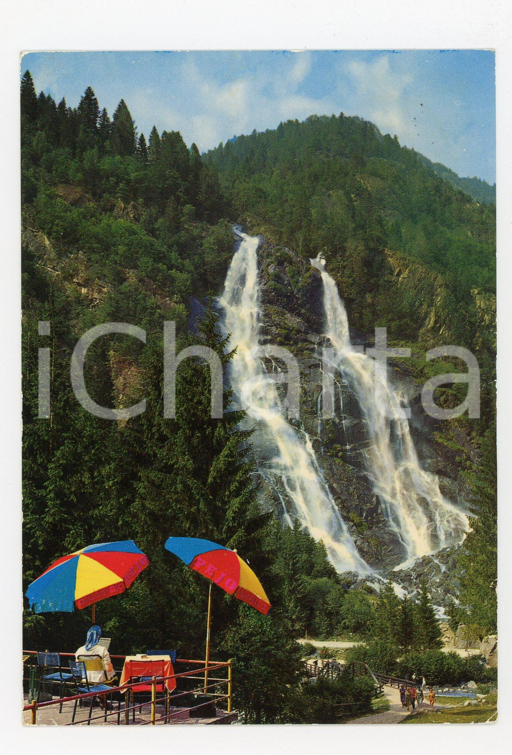 Cartolina originale da collezione 1975 PINZOLO (TN) VAL di GENOVA Cascata di NARDIS *Cartolina ANIMATA FG VG 1