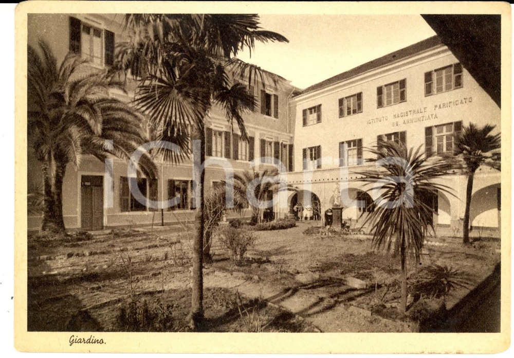 Cartolina originale da collezione 1940 ca DIANO MARINA (IM) Istituto Magistrale SS. ANNUNZIATA Giardino *Cartolina 1