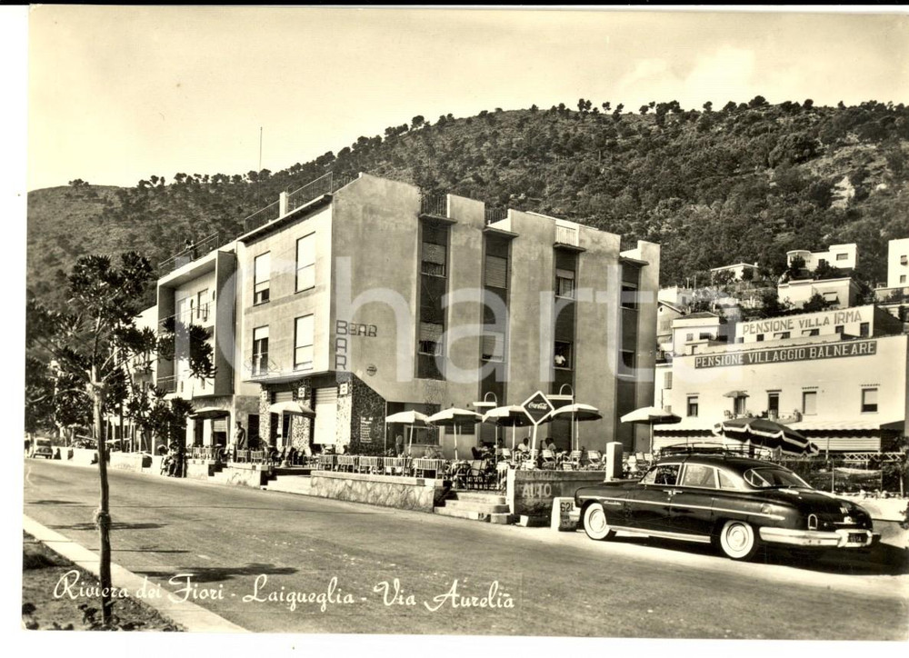 Cartolina originale da collezione 1960 ca LAIGUEGLIA SV Via AURELIA e Pensione VILLA IRMA Cartolina FG NV 1