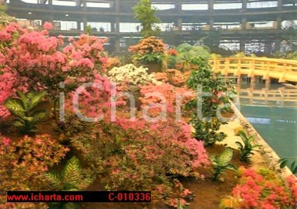 Cartolina originale da collezione 1986 GENOVA Fiera EUROFLORA Esposizione fiori Panorama con ponte VINTAGE *FG NV 1