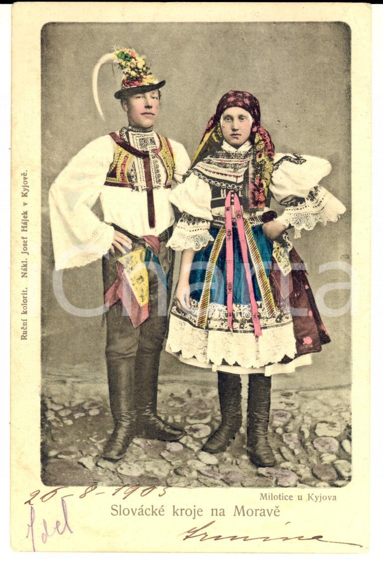Autografo originale 1905 SLOVACCHIA Elaborati costumi tradizionali Cartolina marchesa Irmina STANGA 1