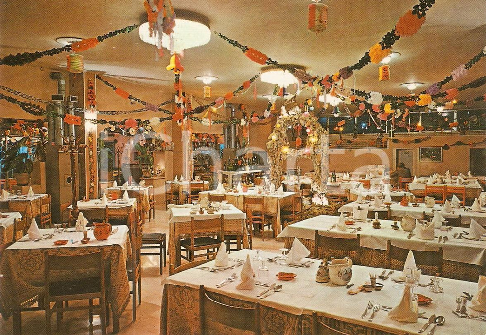 Cartolina originale da collezione 1970 ca PESCARA Interno Ristorante DA MARIO Mago pesce *Cartolina VINTAGE FG NV 1