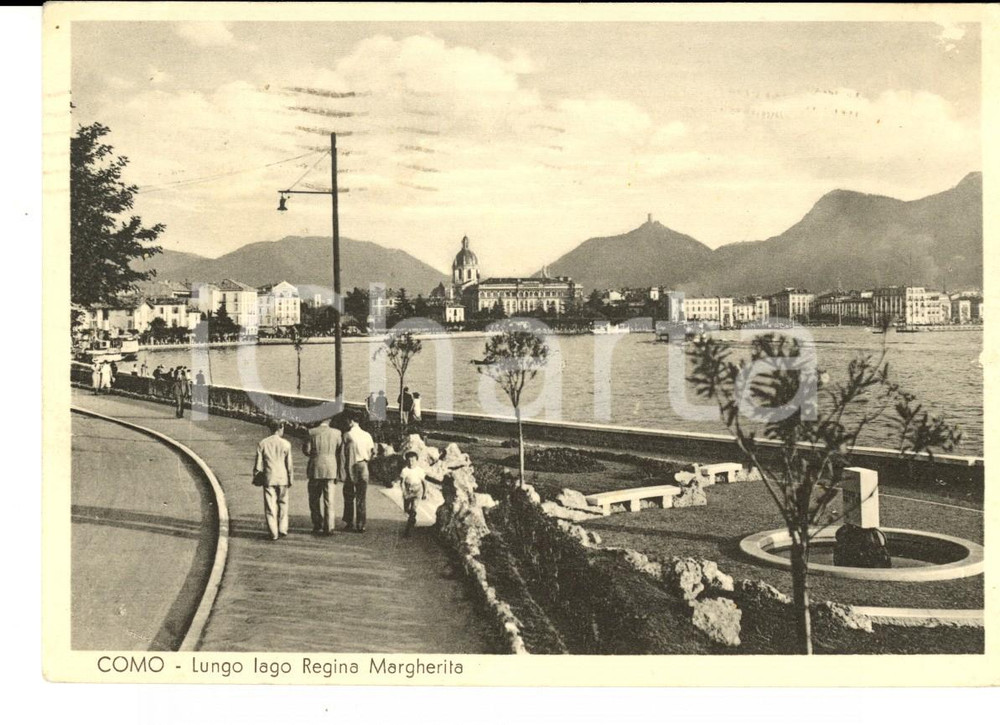 Cartolina originale da collezione 1942 COMO Lungolago REGINA MARGHERITA Cartolina ANIMATA FG VG 1