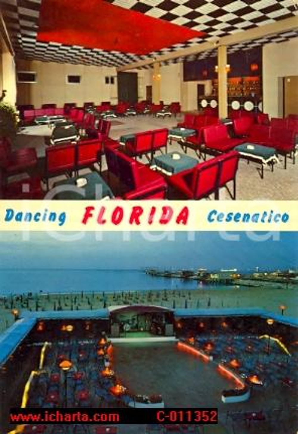 Cartolina originale da collezione 1975 ca CESENATICO FC Dancing FLORIDA Vedutine Vintage Cartolina FG NV 1