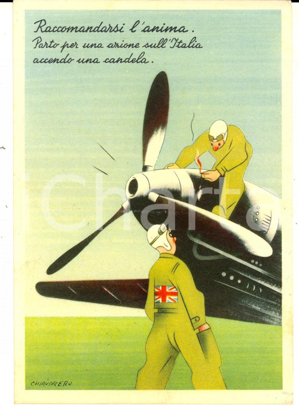 Cartolina originale da collezione 1940 ca WW2 PROPAGANDA PNF Anti inglese Cartolina ill. CHIAUDRERO FG NV 1