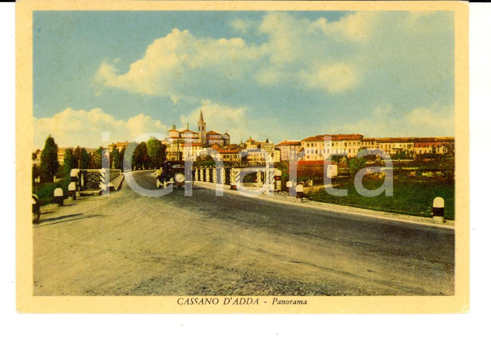 Cartolina originale da collezione 1950 ca CASSANO D ADDA MI Panorama con il ponte Cartolina FG NV 1