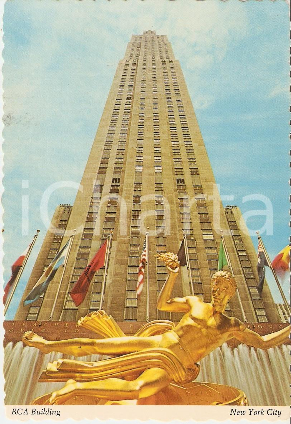 Cartolina originale da collezione 1964 NEW YORK CITY USA Prometheus statue and RCA Building Cartolina FG NV 1