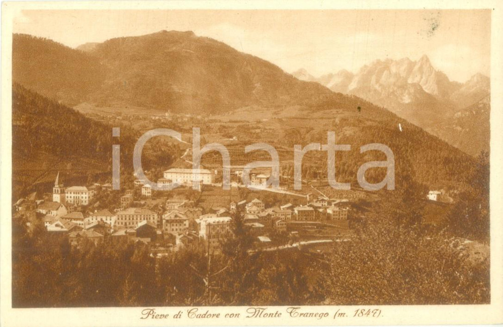 Cartolina originale da collezione 1935 ca PIEVE DI CADORE BL Panorama con il Monte TRANEGO Cartolina FP NV 1