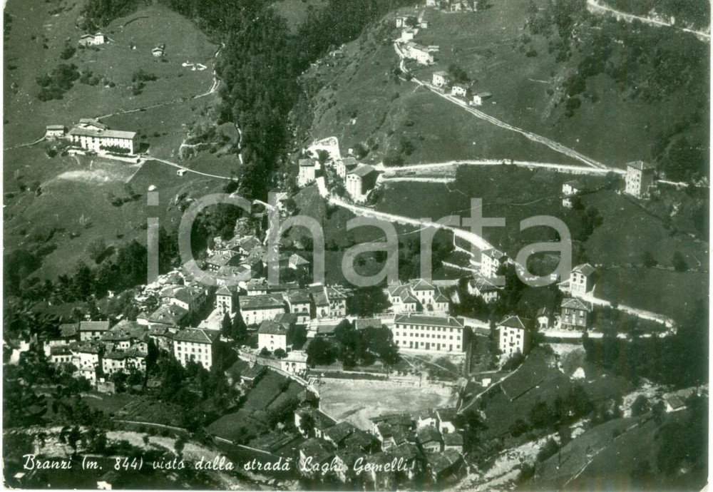 Cartolina originale da collezione 1952 BRANZI BG Panorama dalla strada dei Laghi Gemelli Cartolina FG VG 1