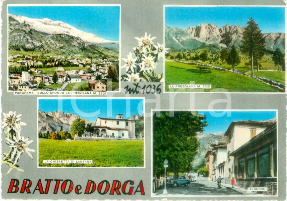 Cartolina originale da collezione 1966 CASTIONE DELLA PRESOLANA BG Vedutine di BRATTO DORGA Cartolina FG VG 1