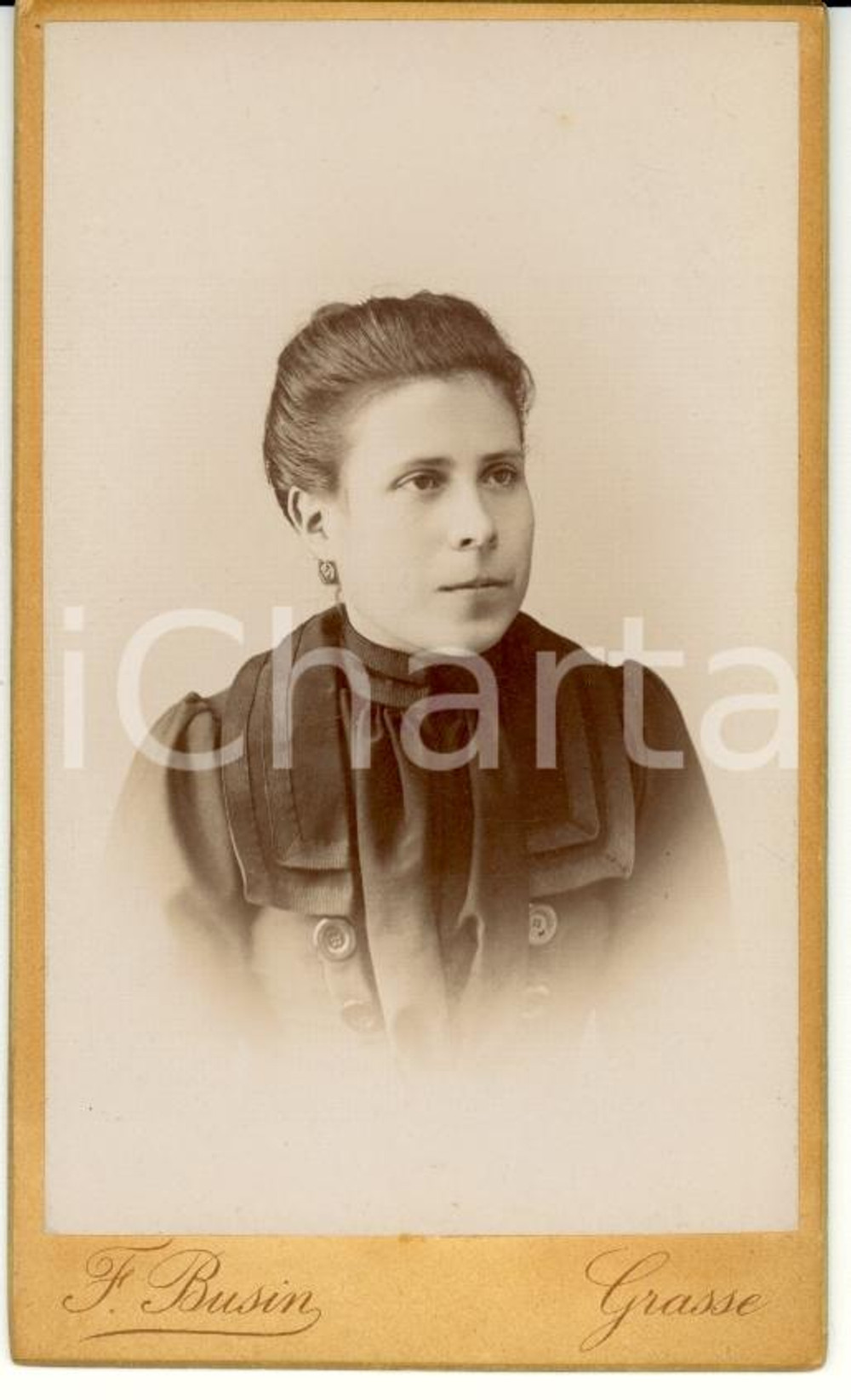 Fotografia d'epoca originale 1910 GRASSE (F) Portrait de Marie RICARD - Photo F. BUSIN CDV 1