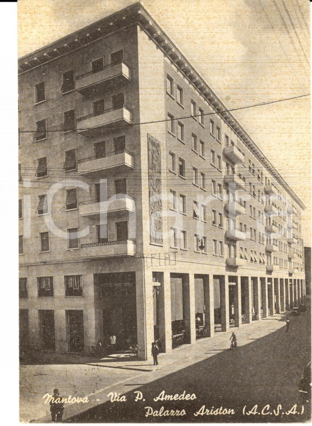 Cartolina originale da collezione 1954 MANTOVA Via Principe Amedeo - Palazzo ARISTON con insegna FIAT *Cartolina 1