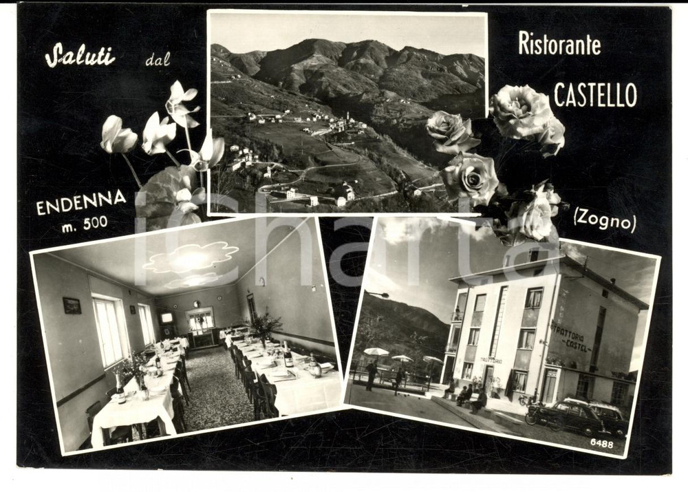 Cartolina originale da collezione 1968 ENDENNA (BG) Vedutine con Ristorante CASTELLO *Cartolina FG VG 1