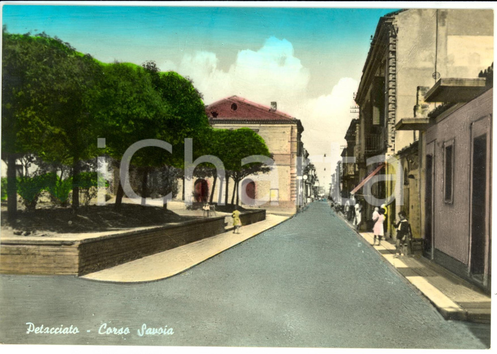 Cartolina originale da collezione 1963 PETACCIATO (CB) Veduta di corso SAVOIA *Cartolina ANIMATA FG VG 1