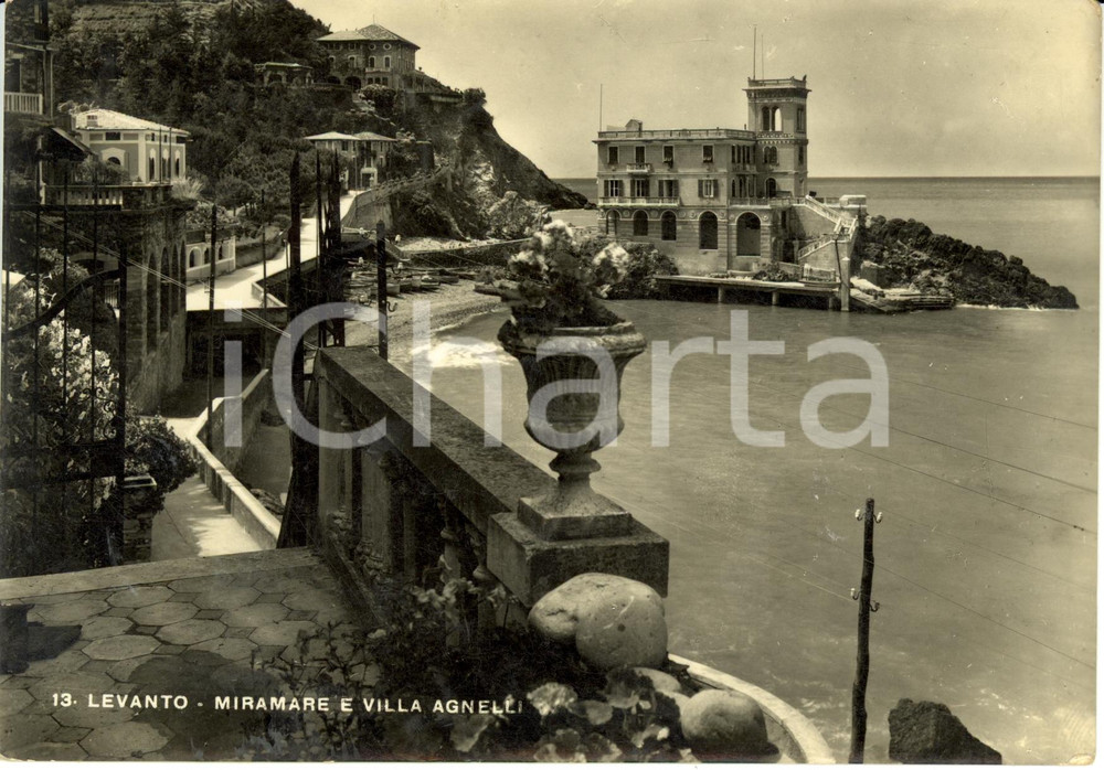Cartolina originale da collezione 1951 LEVANTO (SP) Veduta di MIRAMARE e villa AGNELLI *DANNEGGIATA FG VG 1