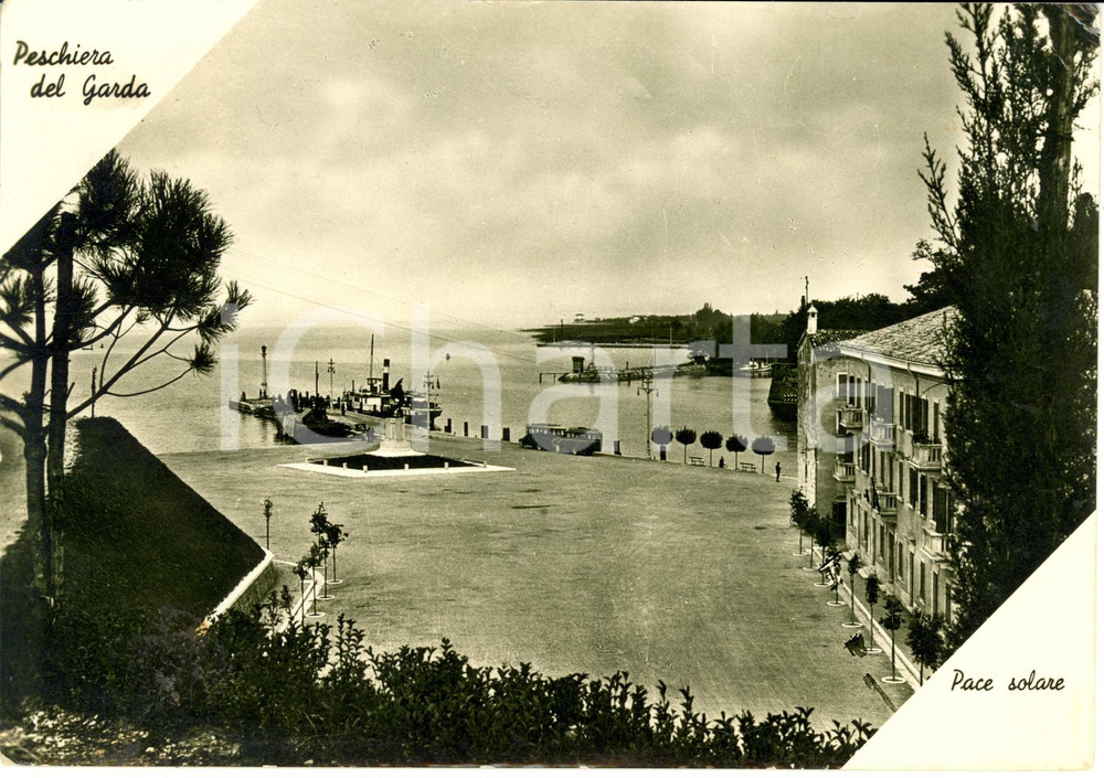 Cartolina originale da collezione 1937 PESCHIERA DEL GARDA (VR) Pace solare sul molo * Cartolina FG VG 1