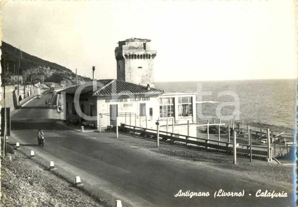 Cartolina originale da collezione 1954 LIVORNO Il ristorante CALAFURIA - quartiere di Antignano *Cartolina ANIMATA 1