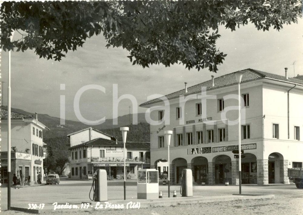 Cartolina originale da collezione 1963 FAEDIS (UD) Veduta Piazza - CINZANO- MORETTI - LA PERGOLA Cartolina animata 1