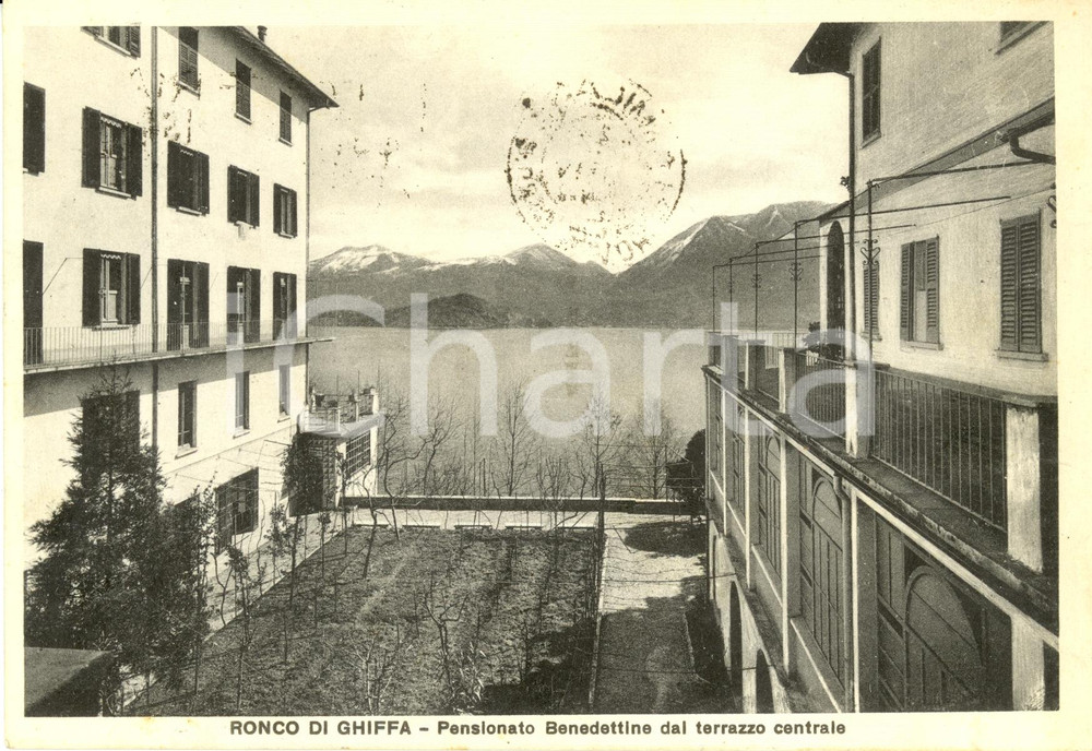 Cartolina originale da collezione 1939 RONCO DI GHIFFA VB Pensionato Benedettine dal terrazzo centrale FG VG 1