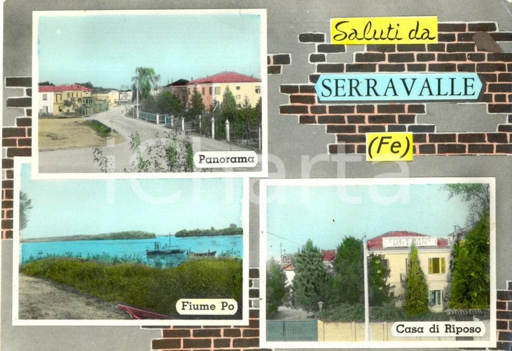 Cartolina originale da collezione 1966 BERRA (FE) Vedutine della frazione SERRAVALLE *Cartolina FG VG 1