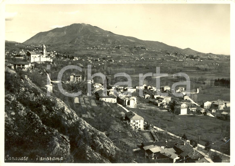 Cartolina originale da collezione 1957 CARAVATE (VA) Veduta del paese con chiesa di SAN CLEMENTE *Cartolina FG VG 1