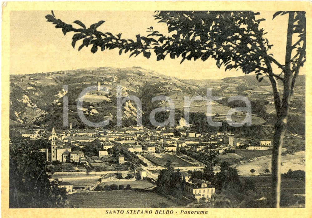 Cartolina originale da collezione 1940 ca SANTO STEFANO BELBO CN Panorama del paese Cartolina postale FG VG 1