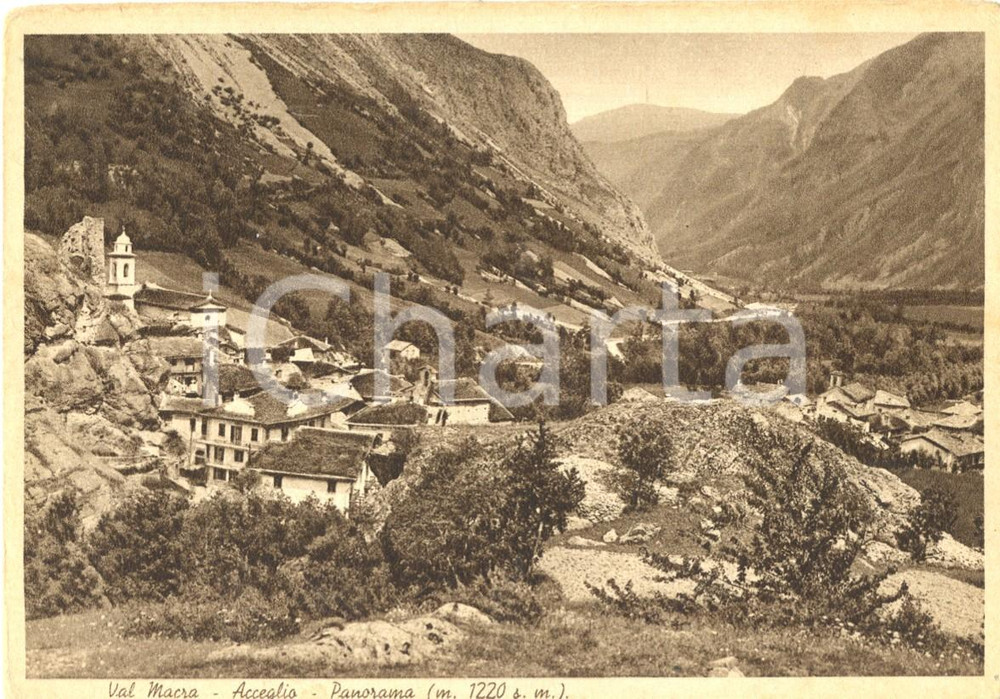 Cartolina originale da collezione 1940 ca ACCEGLIO (CN) Panorama della VAL MACRA *Cartolina postale FGNV 1