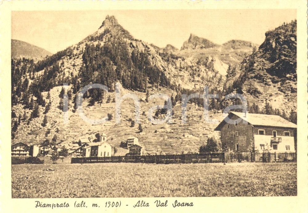 Cartolina originale da collezione 1940 ca VALPRATO SOANA TO Veduta di PIAMPRATO Cartolina postale FG NV 1
