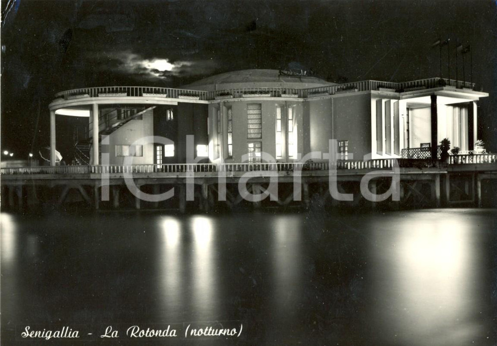 Cartolina originale da collezione 1962 SENIGALLIA (AN) Notturno della ROTONDA A MARE *Cartolina postale FG VG 1