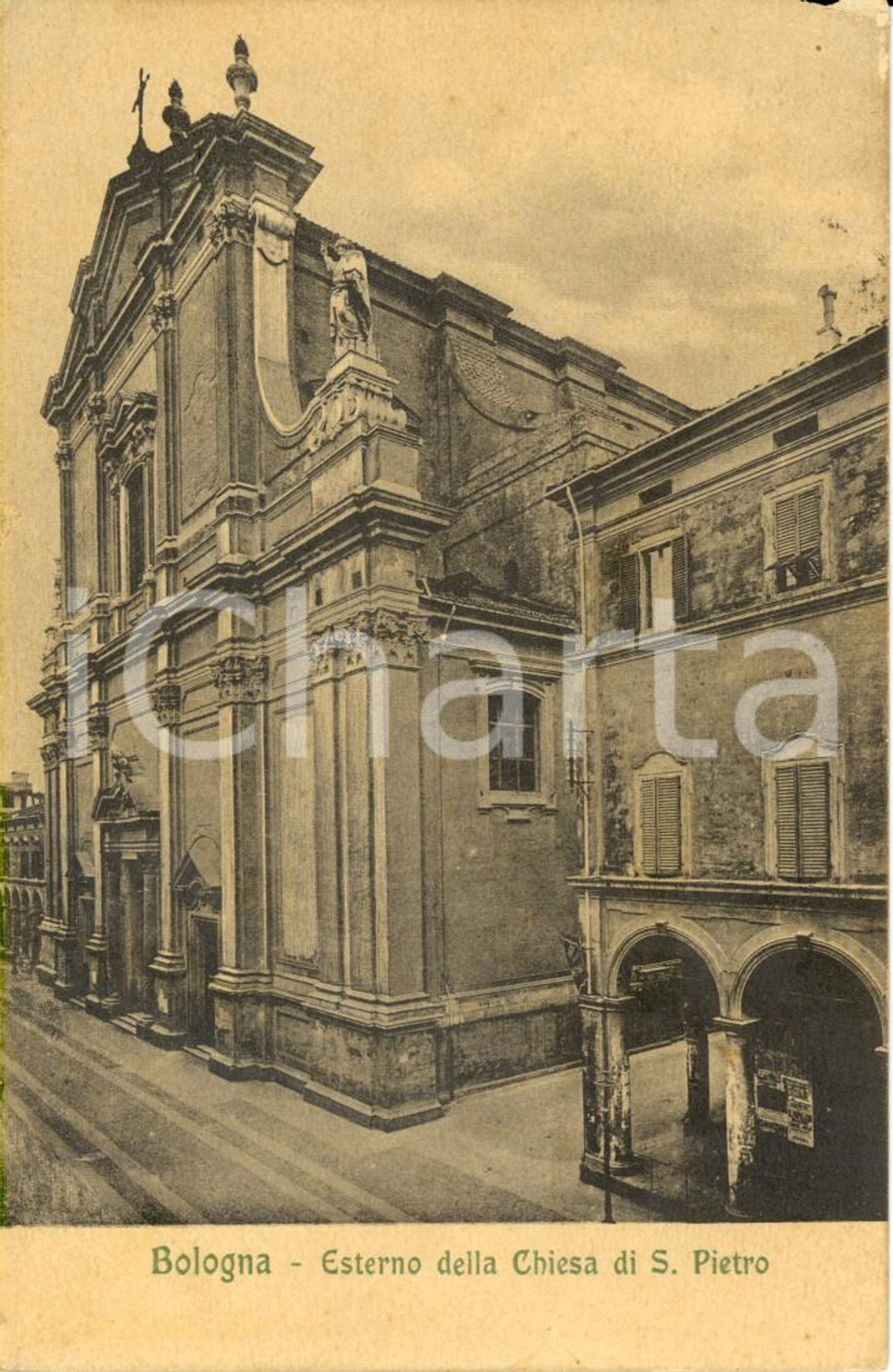 Cartolina originale da collezione 1913 BOLOGNA Esterno della chiesa di SAN PIETRO Cartolina postale FP VG 1