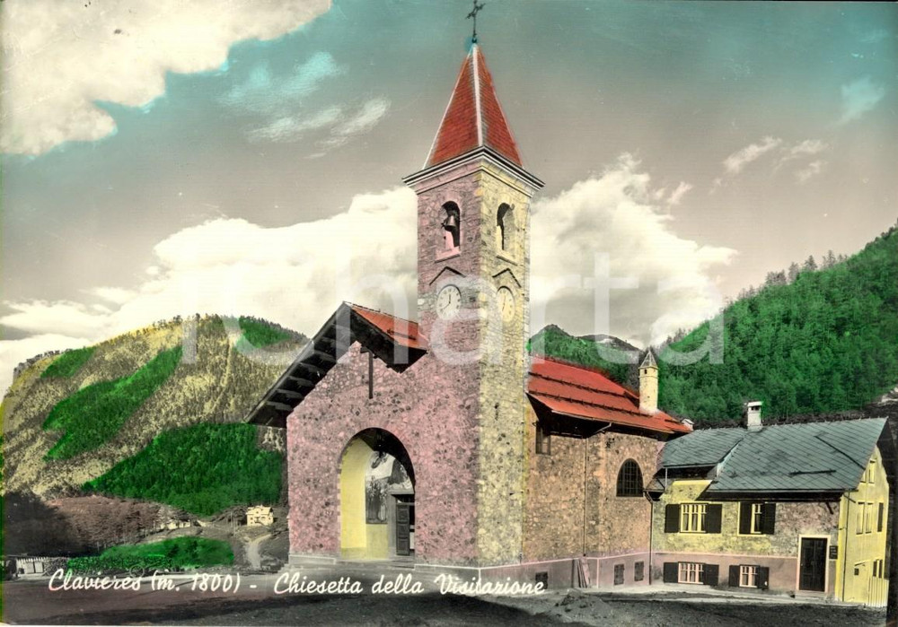 Cartolina originale da collezione 1960 CLAVIERES (TO) Chiesetta della VISITAZIONE *Cartolina postale FG VG 1
