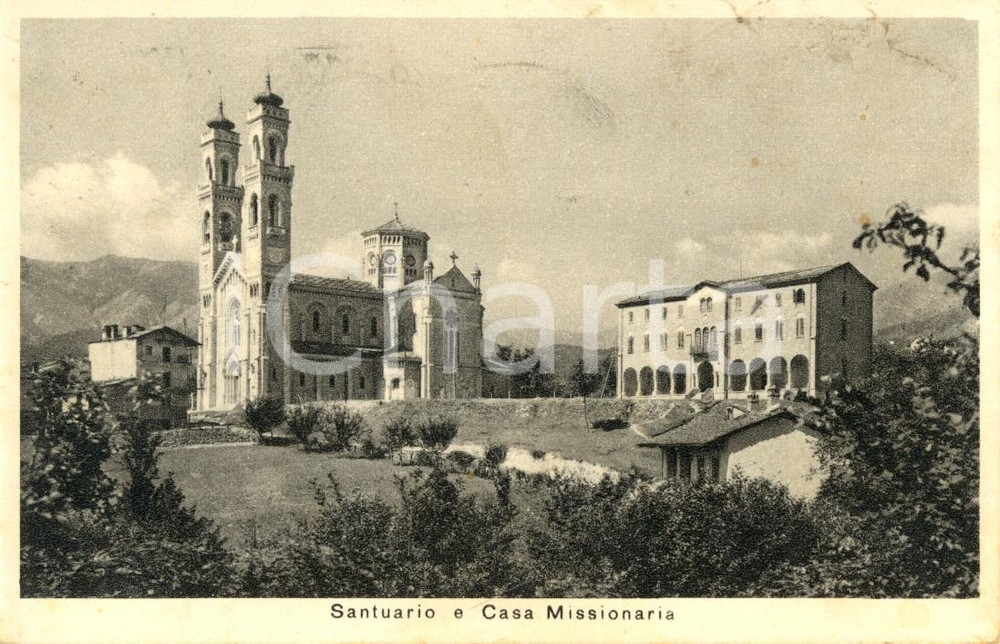 Cartolina originale da collezione 1951 GIAVENO TO Santuario di Nostra Signora di LOURDES a SELVAGGIO FP VG 1