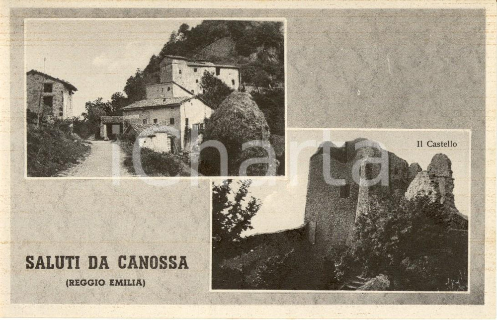 Cartolina originale da collezione 1930 ca CANOSSA RE Vedutine delle rovine del castello Cartolina postale FP NV 1