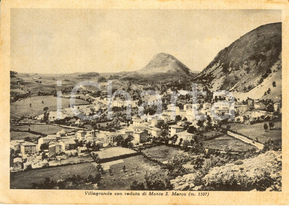 Cartolina originale da collezione 1955 MONTECOPIOLO PU Frazione VILLAGRANDE con monte SAN MARCO Cartolina FG VG 1