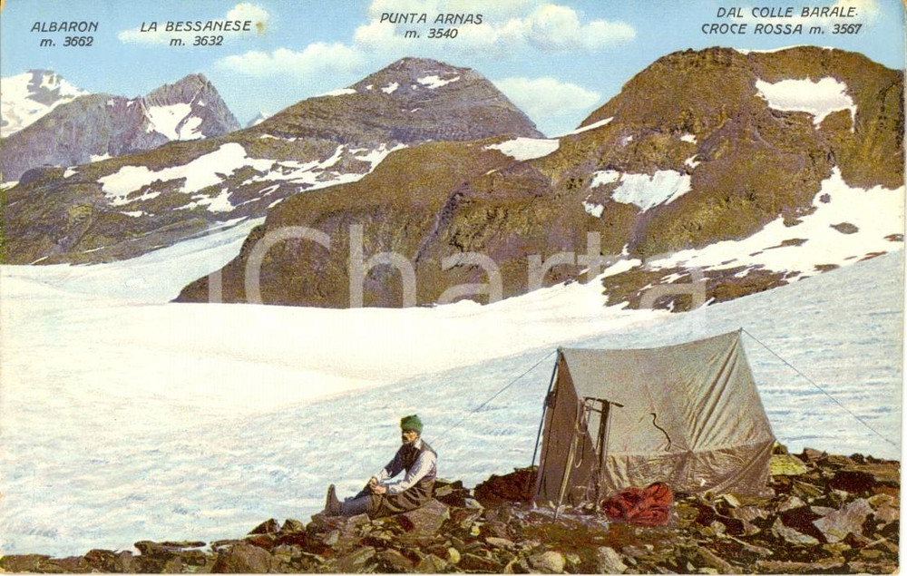Cartolina originale da collezione 1920 ca ALPI GRAIE Cime ALBARON BESSANESE Punta ARNAS Colle BARALE CROCE ROSSA 1