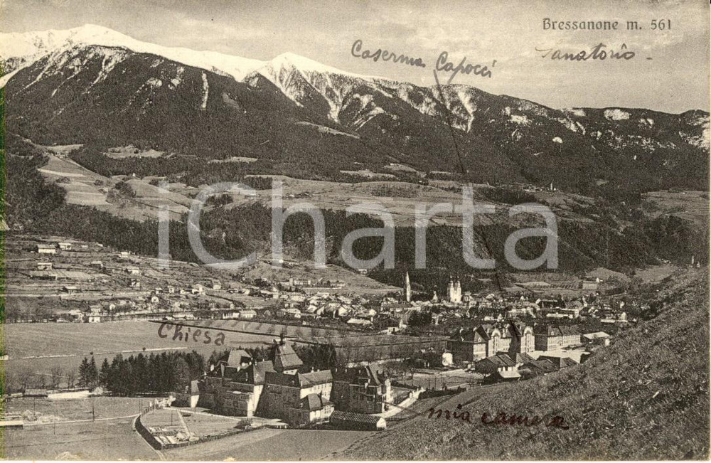 Cartolina originale da collezione 1929 BRESSANONE BZ Veduta paese e cime innevate Cartolina postale FP VG 1