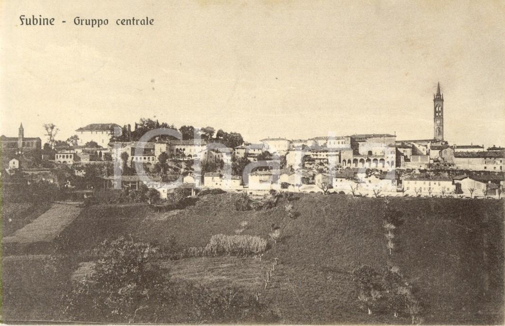 Cartolina originale da collezione 1911 FUBINE AL Veduta del paese e delle campagne Cartolina postale FP VG 1