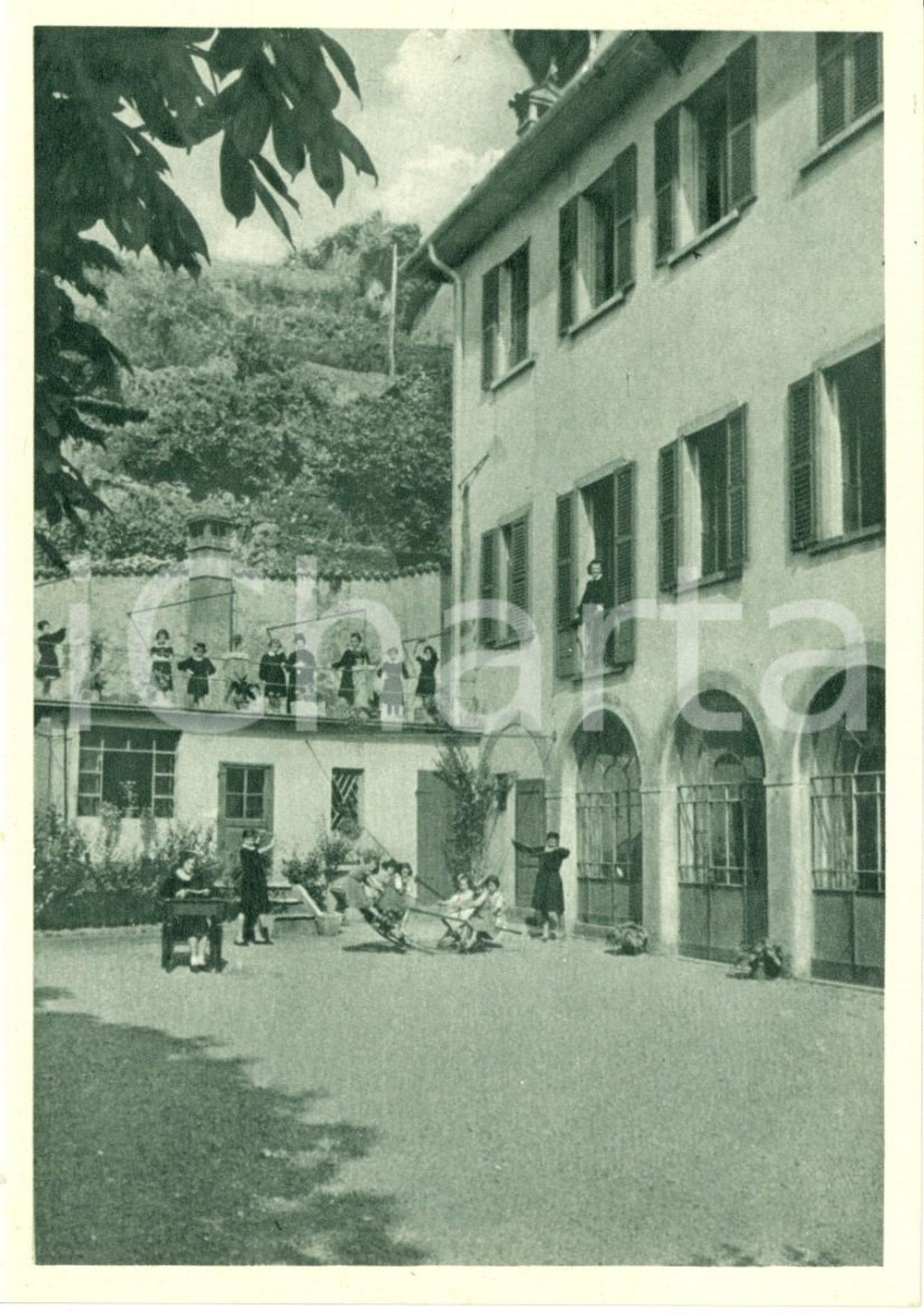 Cartolina originale da collezione 1940 ca CLUSONE (BG) Giardino del Collegio MARIA ADDOLORATA *Cartolina ANIMATA 1