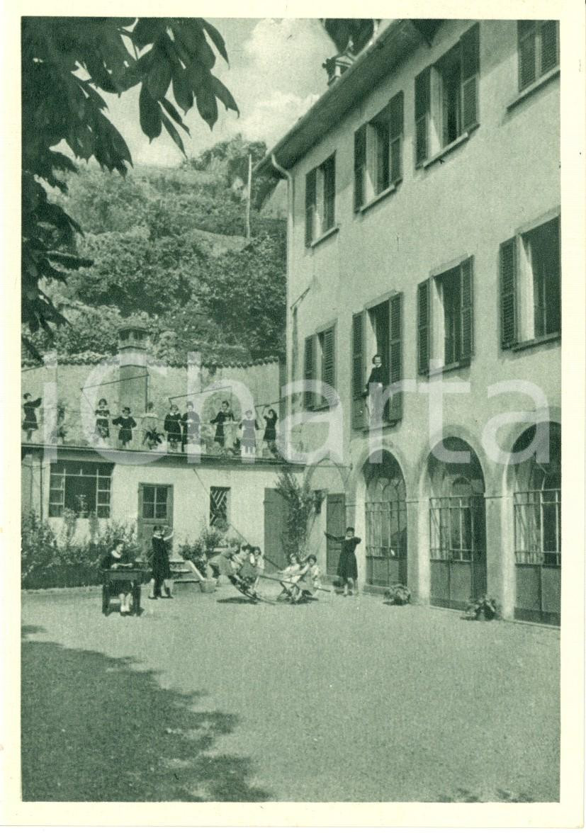 Cartolina originale da collezione 1940 ca CLUSONE BG Giardino del Collegio MARIA ADDOLORATA Cartolina ANIMATA 1