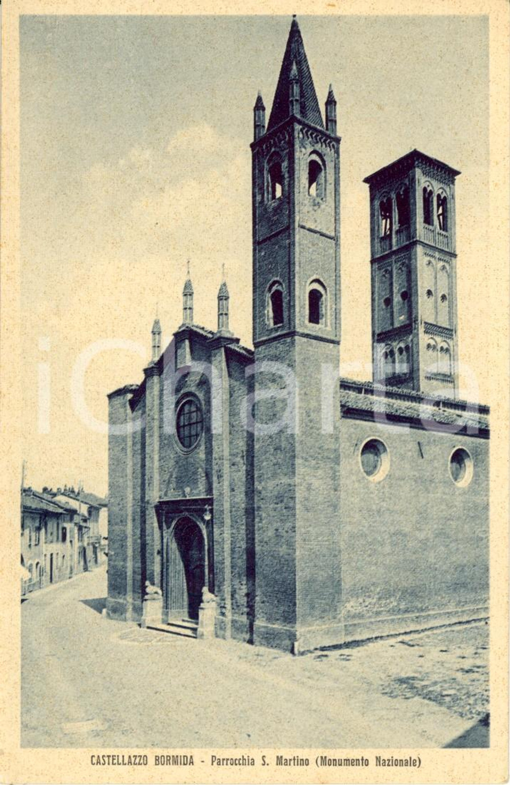 Cartolina originale da collezione 1930 ca CASTELLAZZO BORMIDA AL Chiesa di SAN MARTINO Cartolina postale FP NV 1