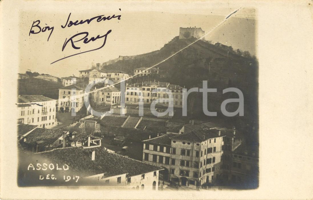 Cartolina originale da collezione 1910 ca ASOLO (TV) Veduta del paese e della rocca *Cartolina postale FP NV 1