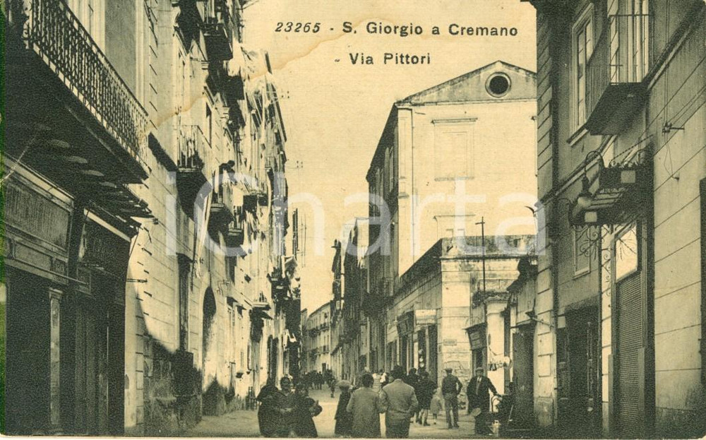 Cartolina originale da collezione 1920 ca SAN GIORGIO A CREMANO (NA) Via PITTORI *Cartolina DANNEGGIATA FP NV 1