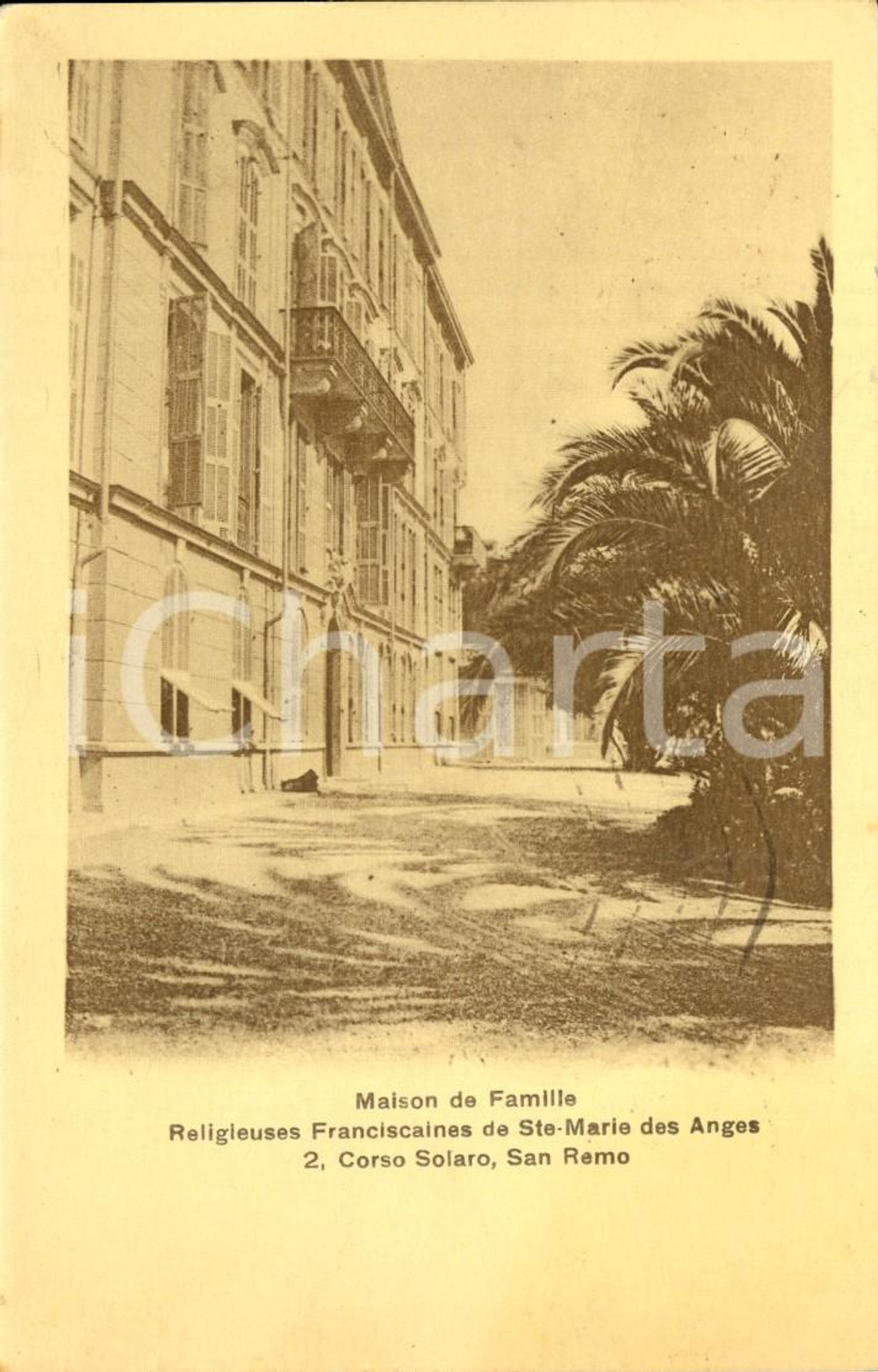 Cartolina originale da collezione 1949 SANREMO (IM) Casa famiglia francescane SANTA MARIA DEGLI ANGELI *Cartolina 1
