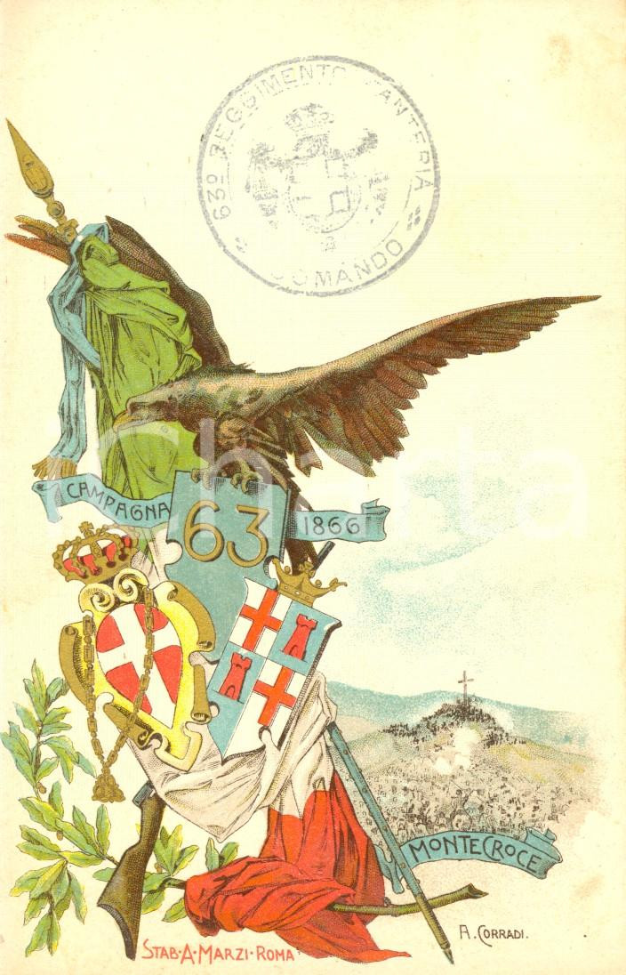 Cartolina originale da collezione 1900 ca REGIO ESERCITO 63° Reggimento Fanteria Cartolina illustrata FP NV 1