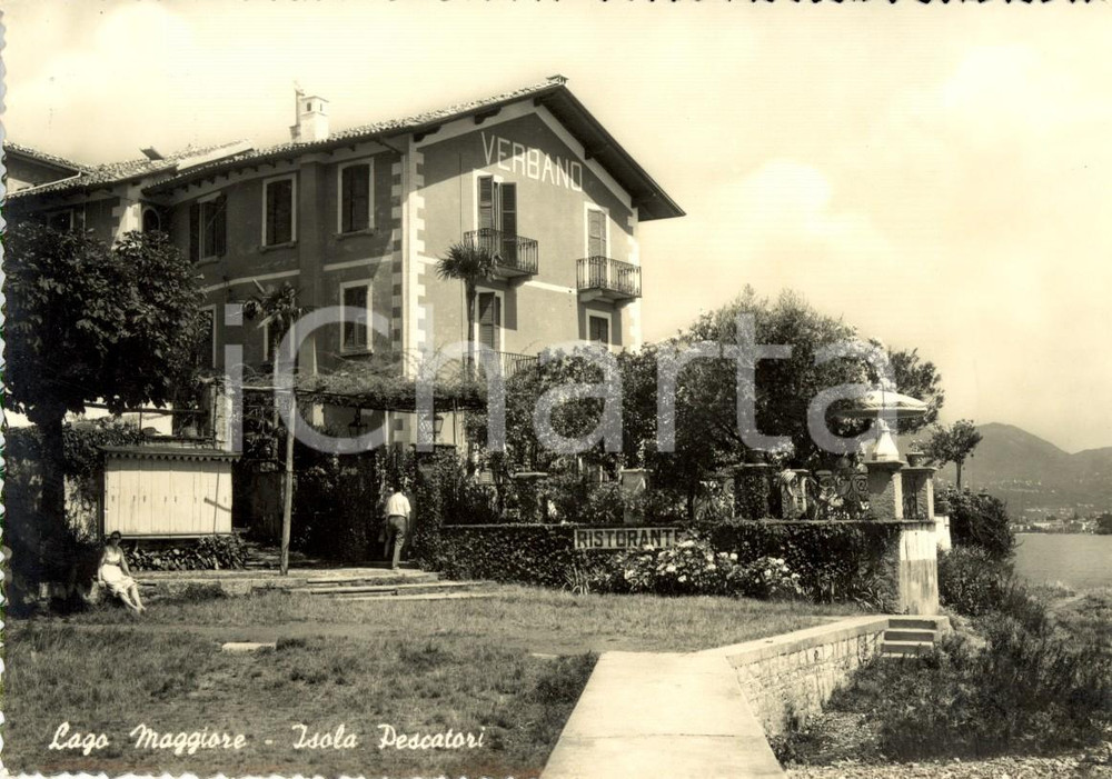 Cartolina originale da collezione 1960 ca STRESA VB Isola dei PESCATORI Hotel ristorante VERBANO ANIMATA NV 1