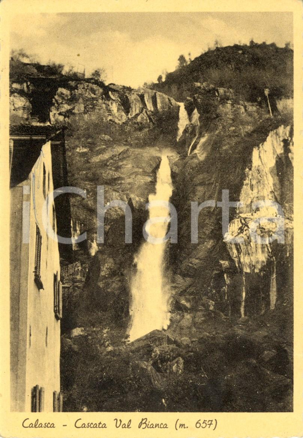 Cartolina originale da collezione 1965 CALASCA CASTIGLIONE (VB) Cascata VAL BIANCA *Cartolina postale FG VG 1