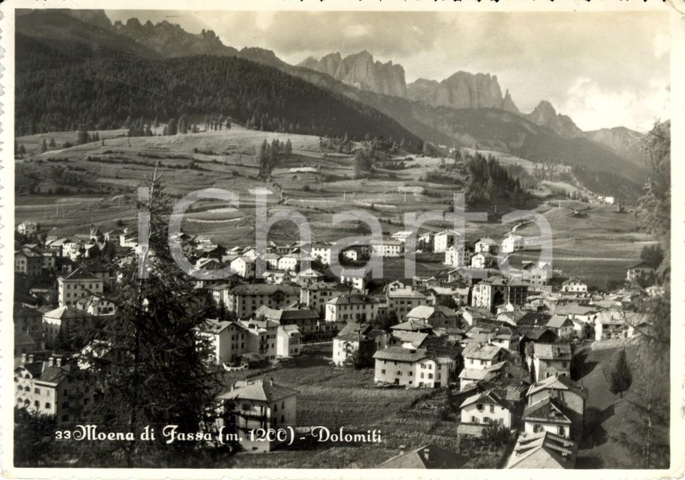 Cartolina originale da collezione 1950 ca MOENA (TN) Val di FASSA Veduta panoramica del paese *Cartolina FG VG 1