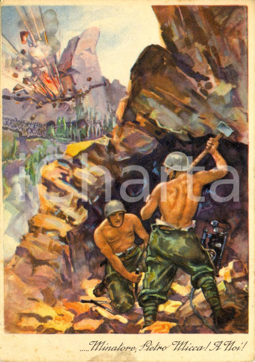 Cartolina originale da collezione 1935 REGIO ESERCITO 1Â° Reggimento Minatori *Cartolina Illustrata FG VG 1