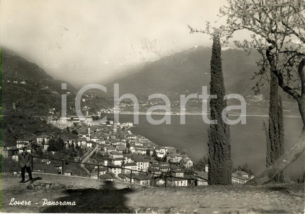 Cartolina originale da collezione 1948 LOVERE BG Veduta del paese e del lago d ISEO Cartolina postale FG VG 1