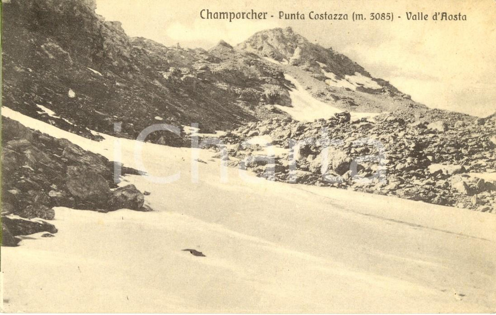 Cartolina originale da collezione 1920 ca CHAMPORCHER AO Veduta di Punta COSTAZZA innevata Cartolina FP NV 1